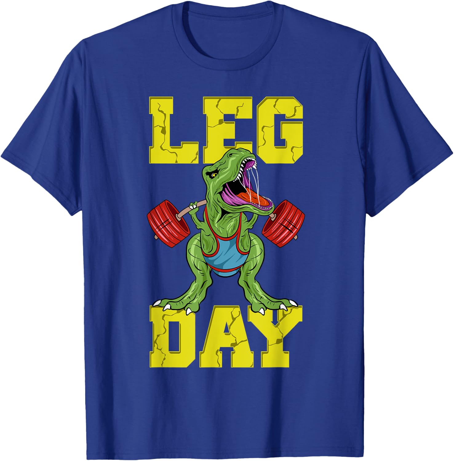 Leg Day Dinosaur Weight Lifter Barbell Training Squat T-Shirt - T-Shirt | Royal