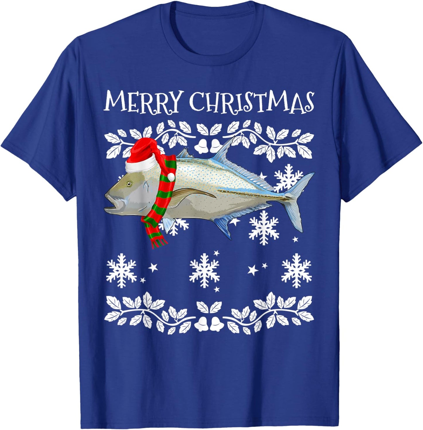 Fish Merry Christmas Ornament Bluefin Trevally Ugly Xmas T-Shirt - T-Shirt | Royal
