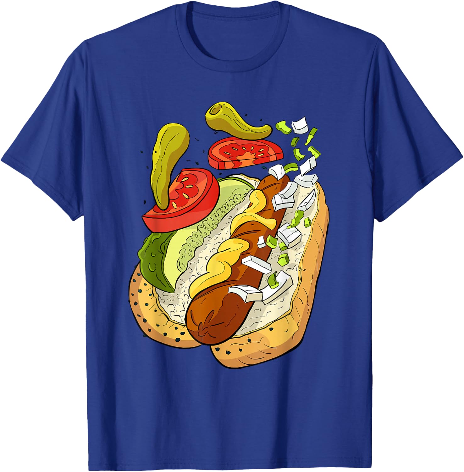 Official Chicago Style Hot Dog Street Art T-Shirt - T-Shirt | Royal