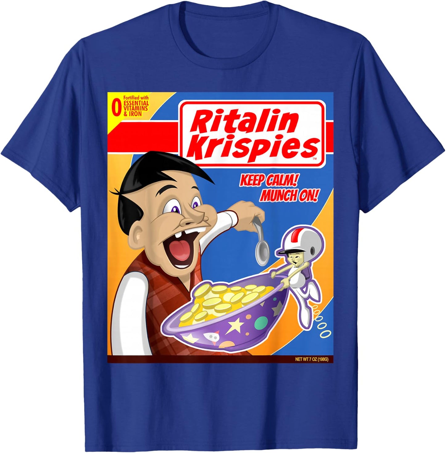 Ritalin Krispies Cereal Box T-Shirt - T-Shirt | Royal