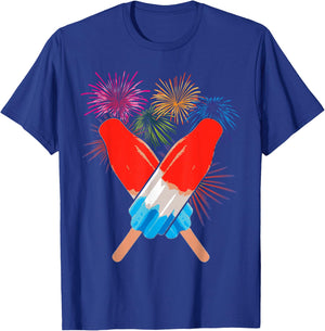 Memorial Day 4th of July Holiday Patriotic Rocket Pop T-Shirt - T-Shirt | Royal