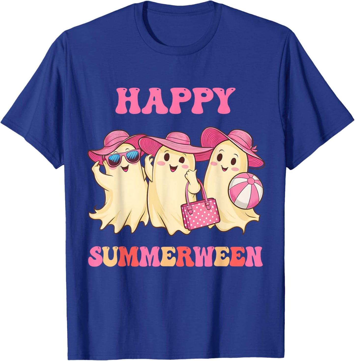 Happy Summerween Summer Halloween Costumes Ghost Lovers T-Shirt - T-Shirt | Royal