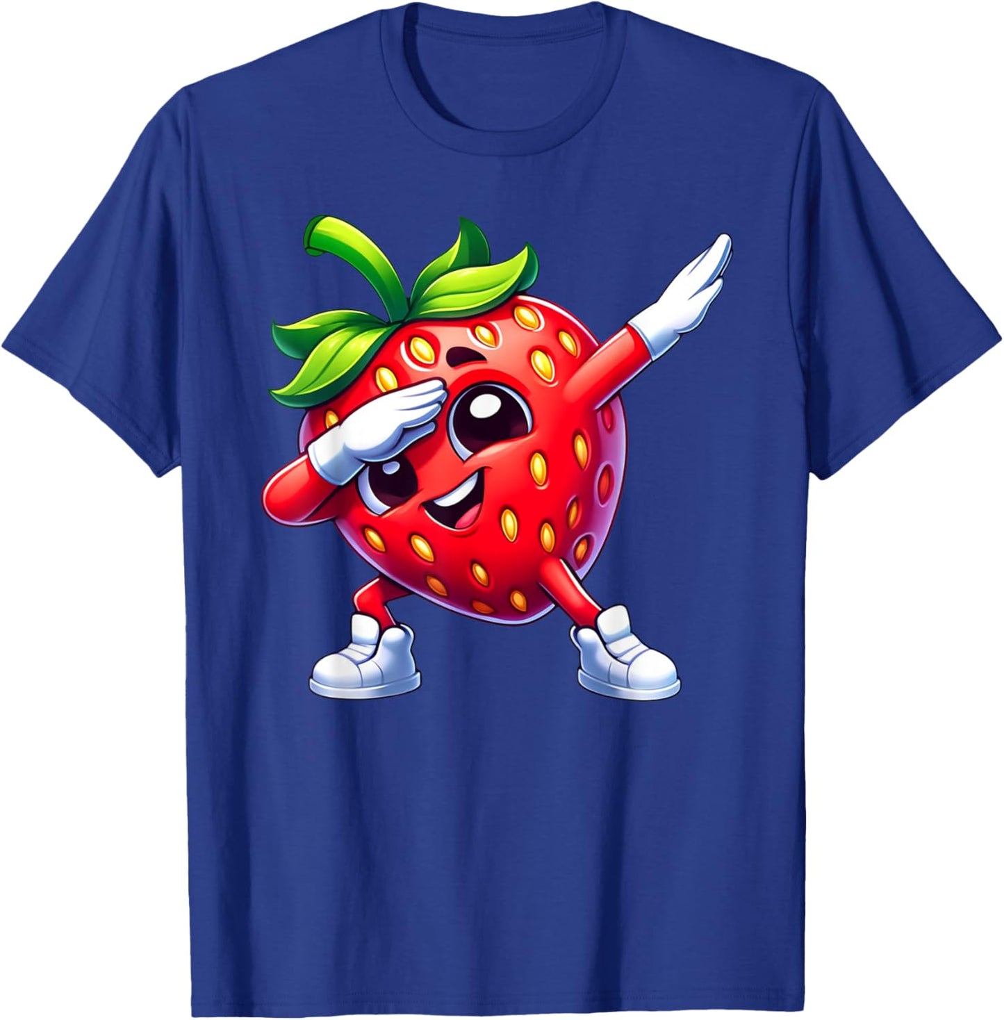 Dabbing Strawberry Funny Fruit Lover Print T-Shirt - T-Shirt | Royal