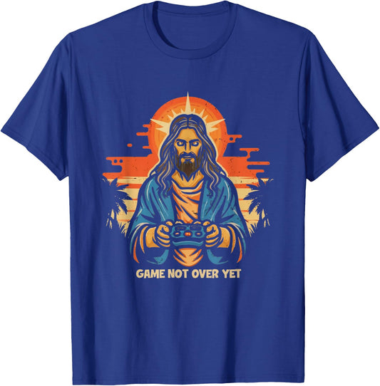 Game Not Over Yet Jesus Gamer Video Games Christian Funny T-Shirt - T-Shirt | Royal