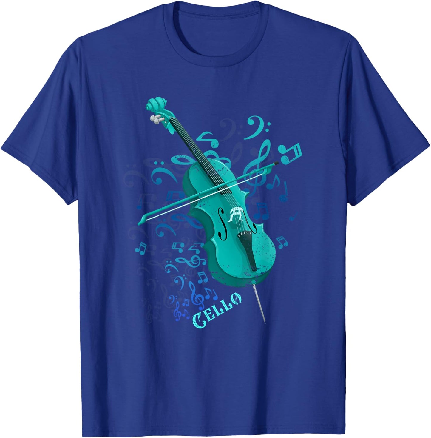 Music Notes Treble Clef Cellist Gift Orchestra Cello T-Shirt - T-Shirt | Royal