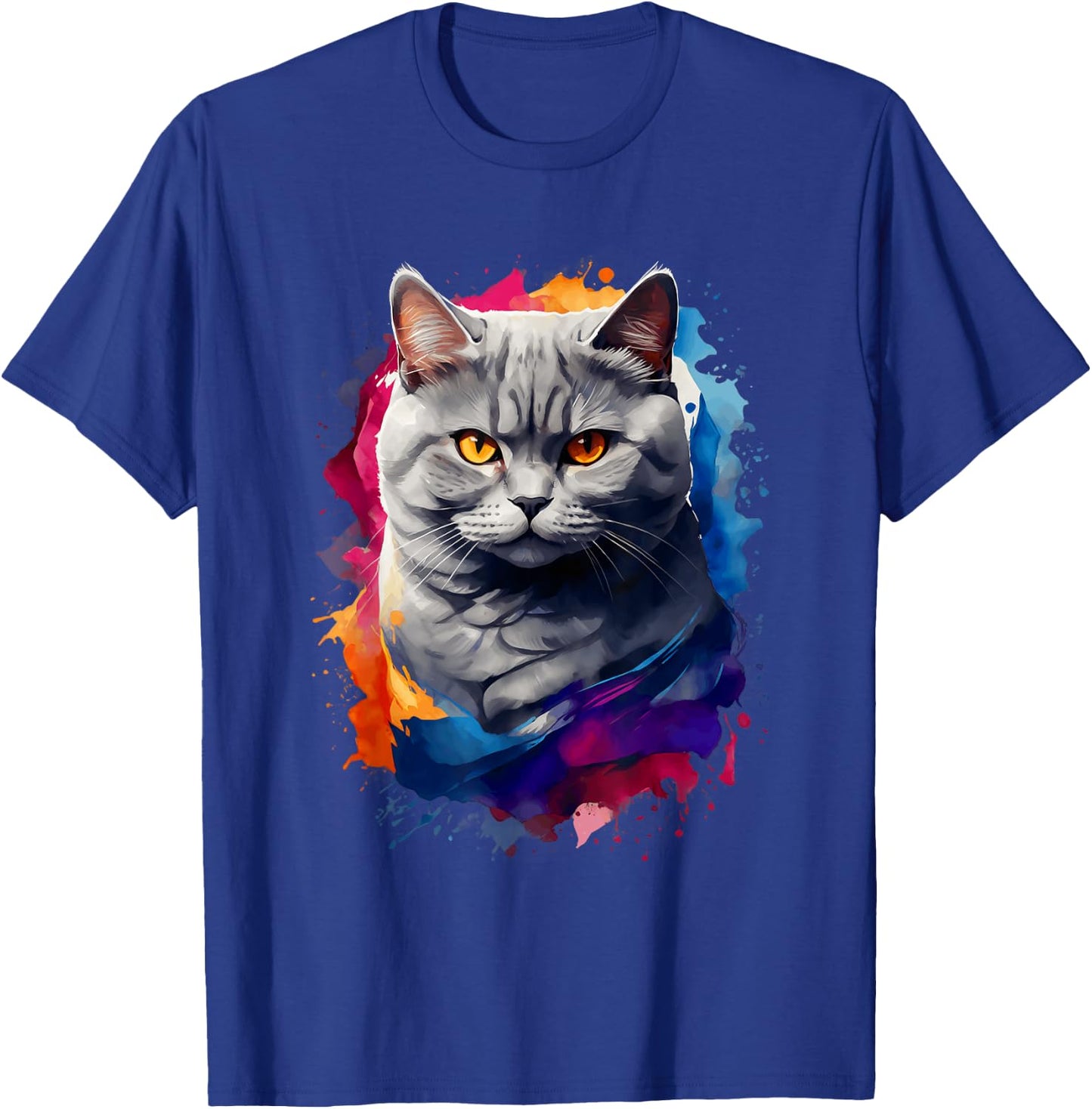 British Shorthair Watercolor Cat - All Ages Cat Lovers T-Shirt - T-Shirt | Royal