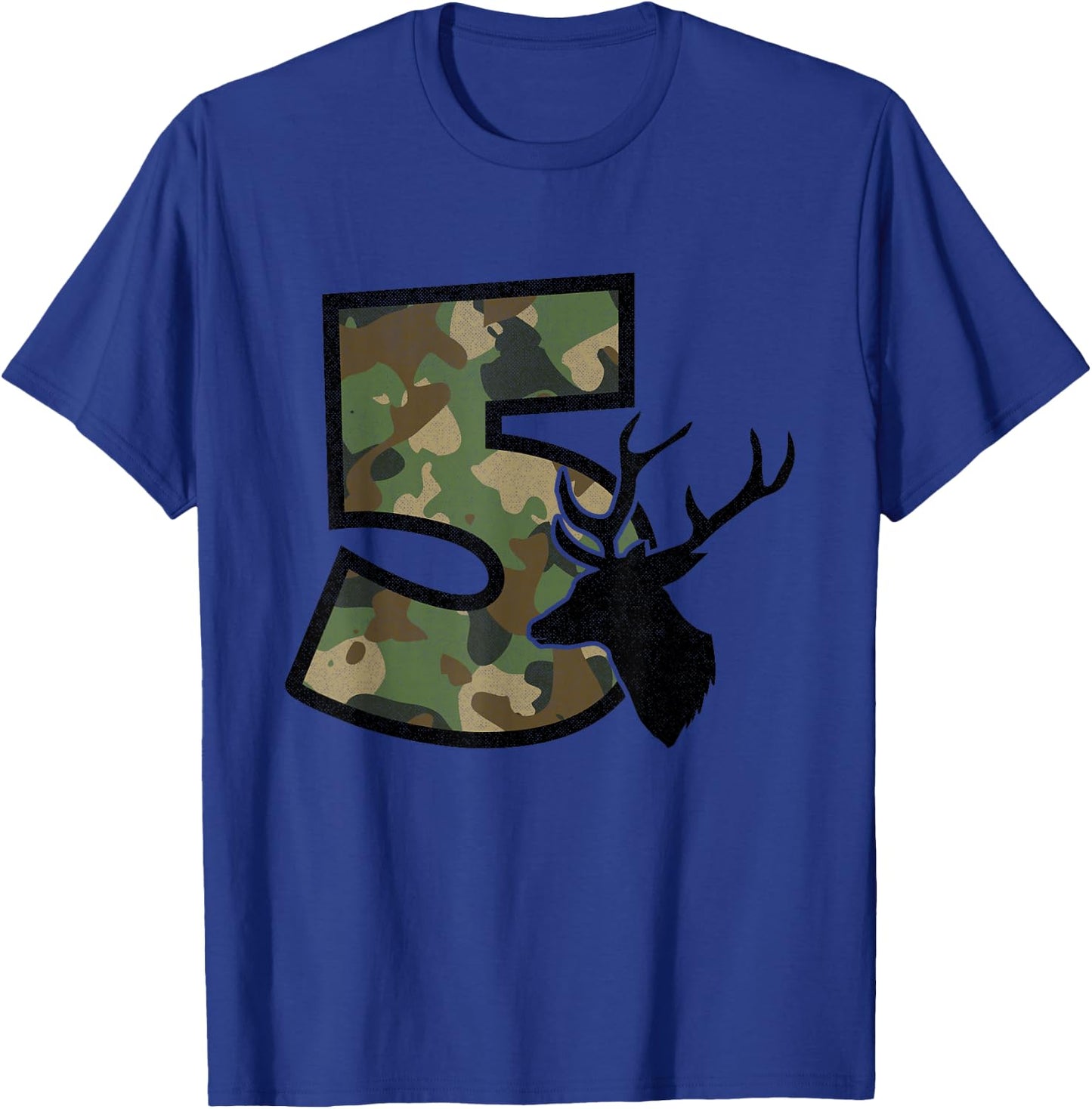 Country Boys Camo 5 Five Year Old Birthday Deer Hunter Theme T-Shirt - T-Shirt | Royal