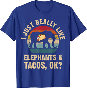 Elephants and Tacos lover Cinco de mayo Taco Tuesday Cute T-Shirt - T-Shirt | Royal