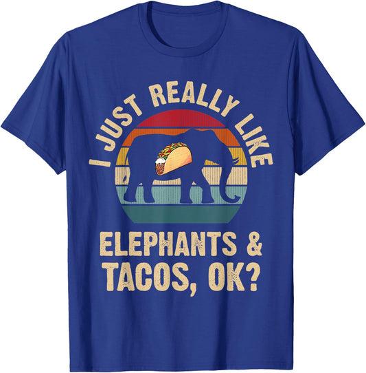 Elephants and Tacos lover Cinco de mayo Taco Tuesday Cute T-Shirt - T-Shirt | Royal