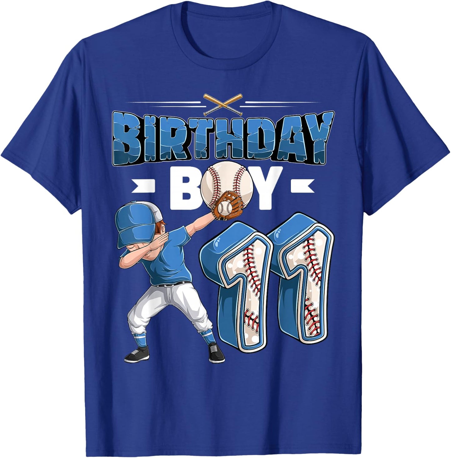 Dabbing Boy 11 Year Old Baseball Player 11th Birthday Party T-Shirt - T-Shirt | Royal