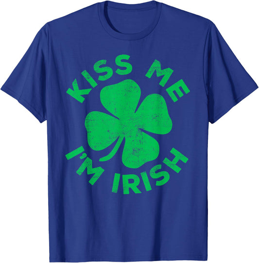 Kiss Me I'm Irish Shirt Funny Men Women Kids St Patricks Day T-Shirt - T-Shirt | Royal