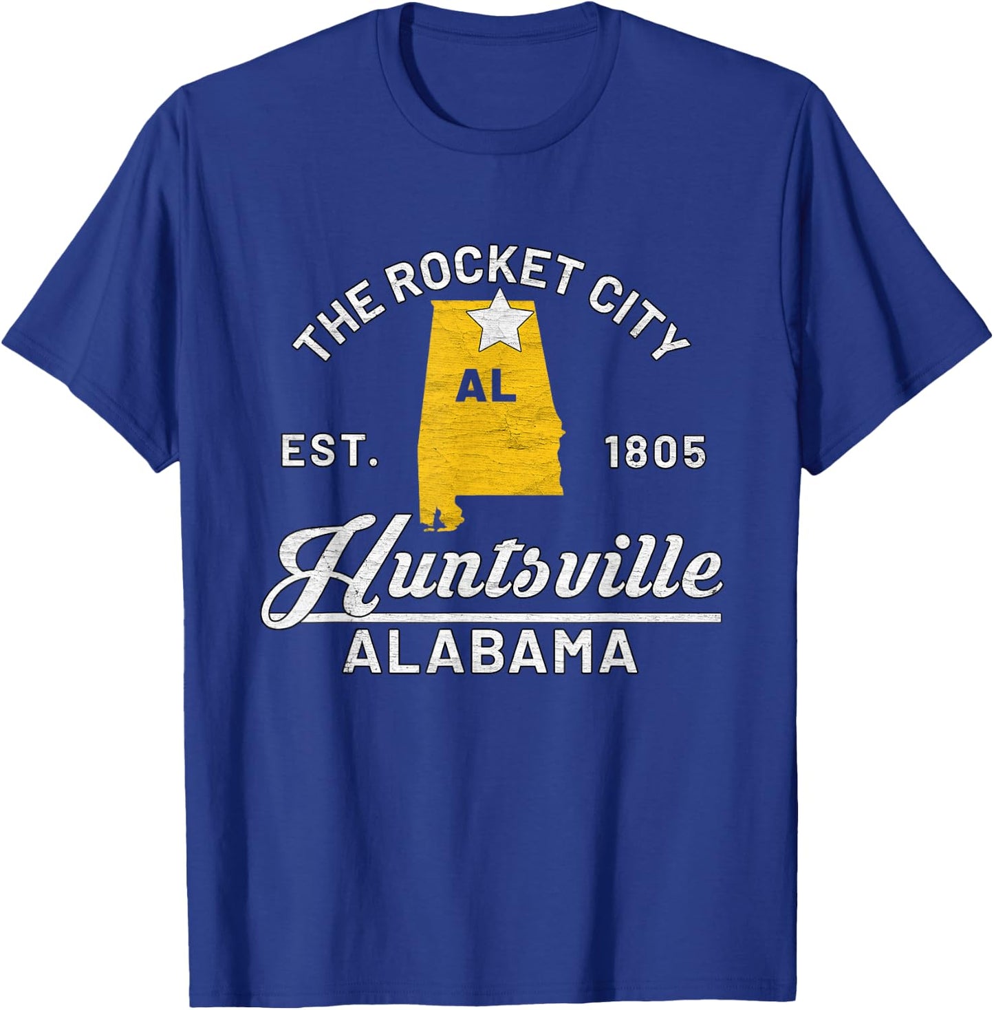 Huntsville Alabama Al Vintage The Rocket City Souvenir Gift T-Shirt - T-Shirt | Royal