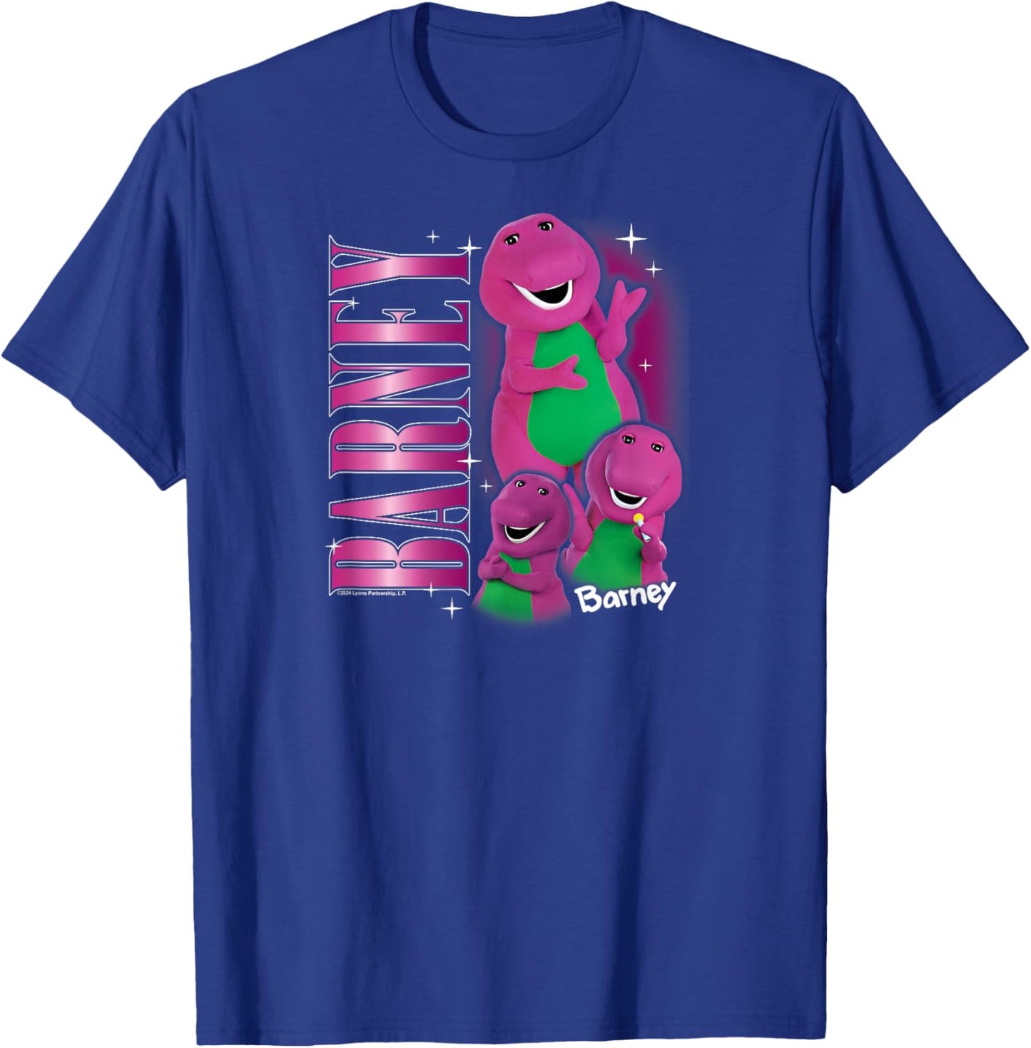 Barney - Vintage 90s Purple Dinosaur Character Collage T-Shirt - T-Shirt | Royal