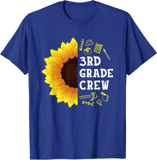 Sunflower 3rd Grade Crew Students Kids Team Back To School T-Shirt - T-Shirt | Royal