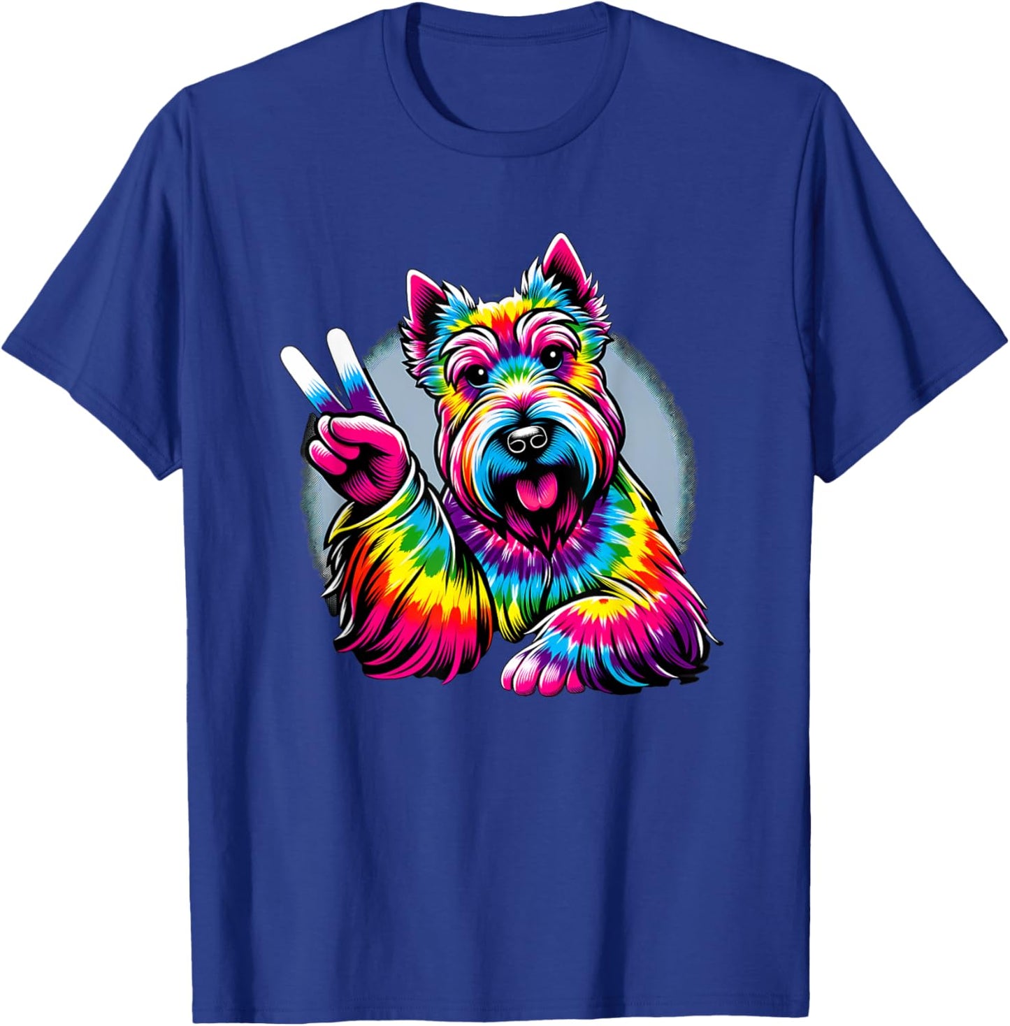Peace Sign Tie Dye Scottish Terrier dog Women Kids T-Shirt - T-Shirt | Royal