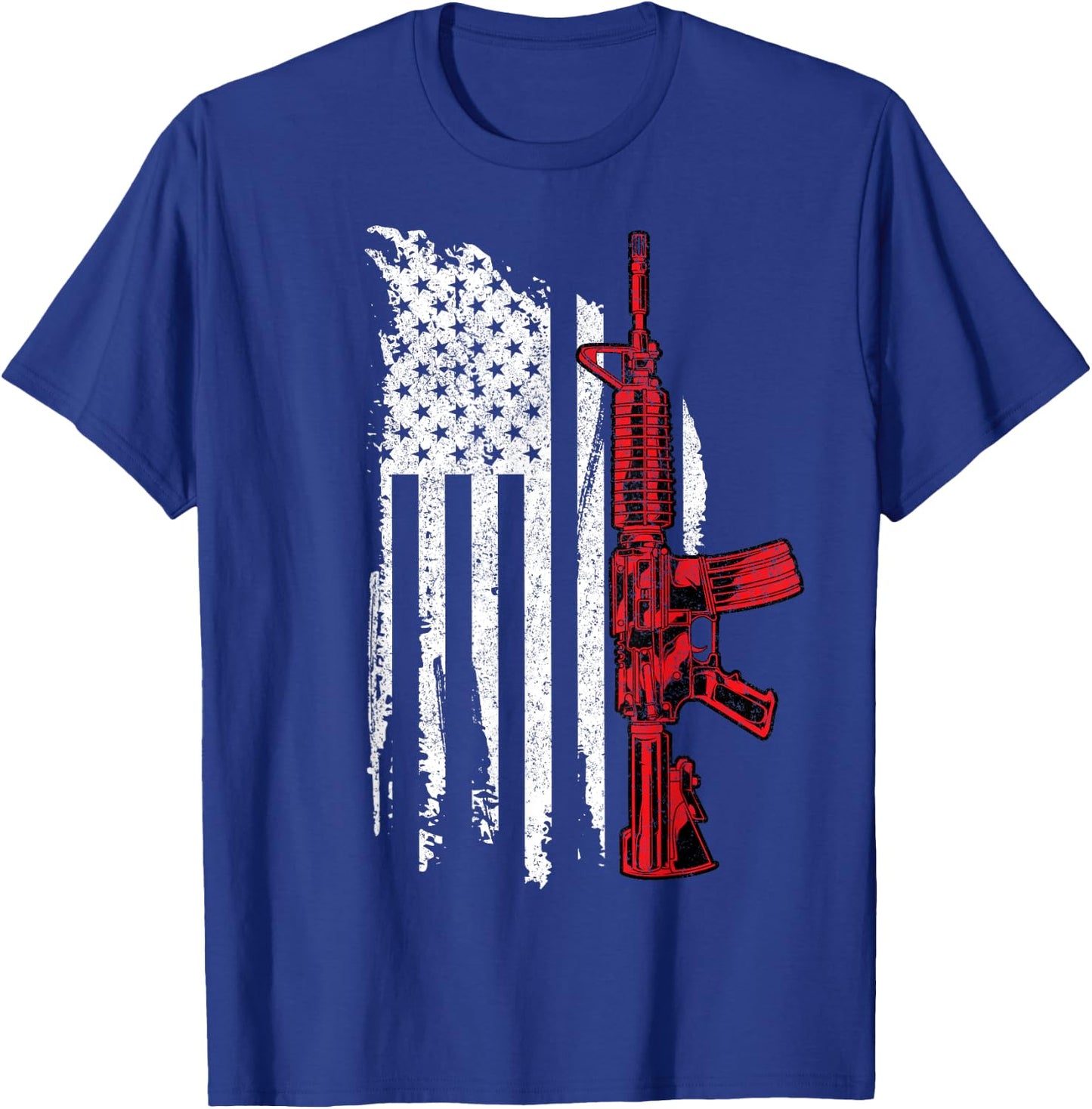 AR-15 Assault Rifle USA Flag Gun T Thin Red Line Men T-Shirt - T-Shirt | Royal
