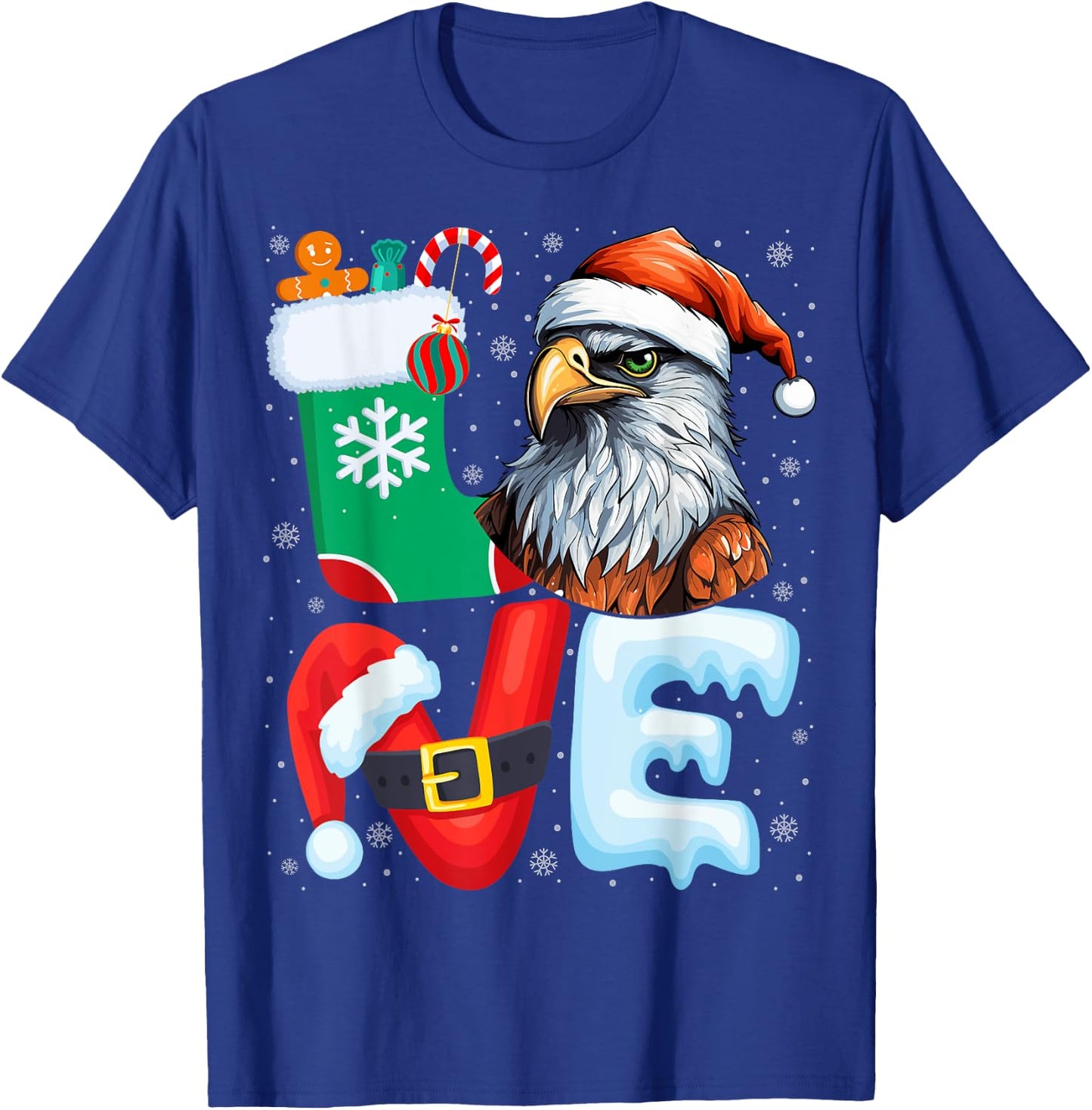 Hawk Birds Wearing Santa Hat Xmas Holiday Hawk Christmas T-Shirt - T-Shirt | Royal