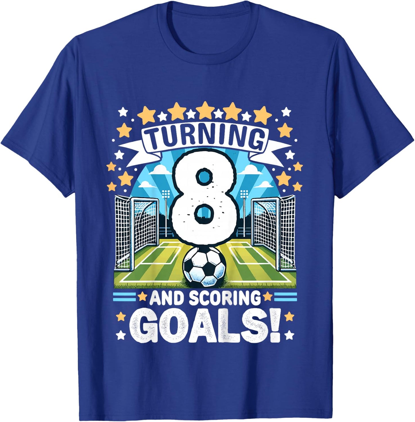 Turning 8 Soccer Birthday 8 Years Football 8th Soccer Player T-Shirt - T-Shirt | Royal