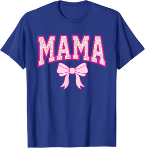 Mama Coquette Bow Groovy Pink Floral Mother's Day Mom Life T-Shirt - T-Shirt | Royal
