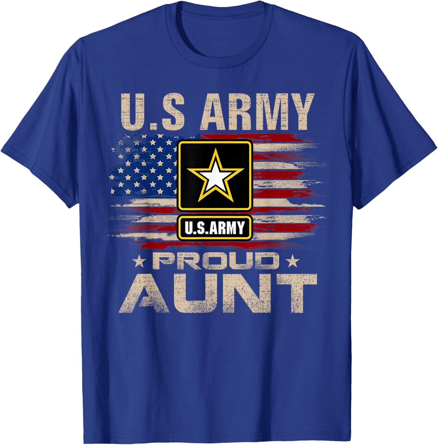 Vintage U.S Army Proud Aunt With American Flag T-Shirt - T-Shirt | Royal