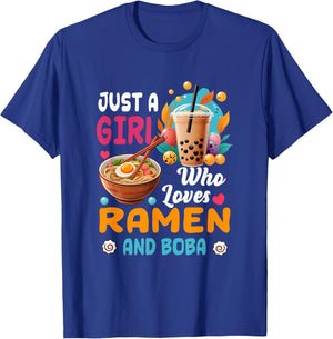 Just Girl Who Loves Ramen And Boba Bubble Tea Japanese T-Shirt - T-Shirt | Royal