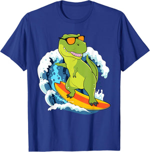 Dinosaur Shirt Funny Hawaii T-Rex Dinosaur Surfing Dino Surf T-Shirt - T-Shirt | Royal
