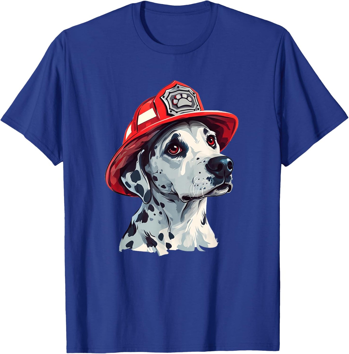 Dalmatian Firehouse Dog Firefighter Hat Fireman Dog T-Shirt - T-Shirt | Royal