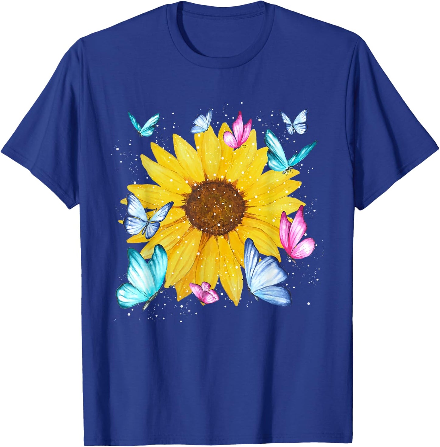 Beautiful Nature Yellow Flowers Florist Butterfly Sunflower T-Shirt - T-Shirt | Royal
