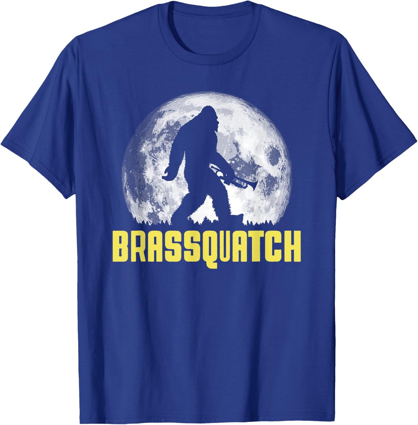 Brassquatch! Funny Bigfoot Trumpet / Brass Instrument T-Shirt - T-Shirt | Royal