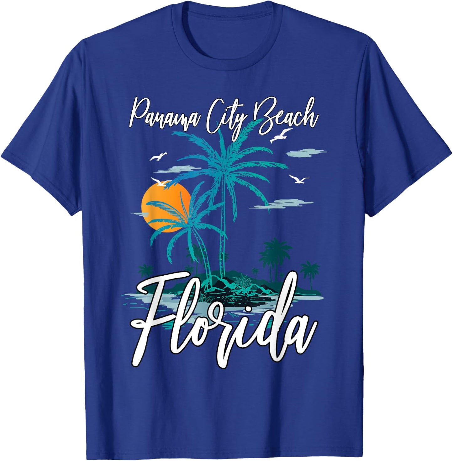 Family Vacation Retro Sunset Florida Panama City Beach Men Women Girls Kids T-Shirt - T-Shirt | Royal
