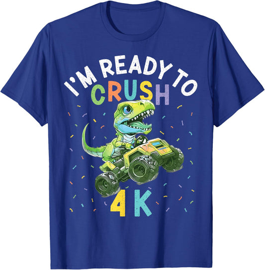 I'm Ready to Crush 4K Dinosaur Back to School 4K Kid Funny T-Shirt - T-Shirt | Royal