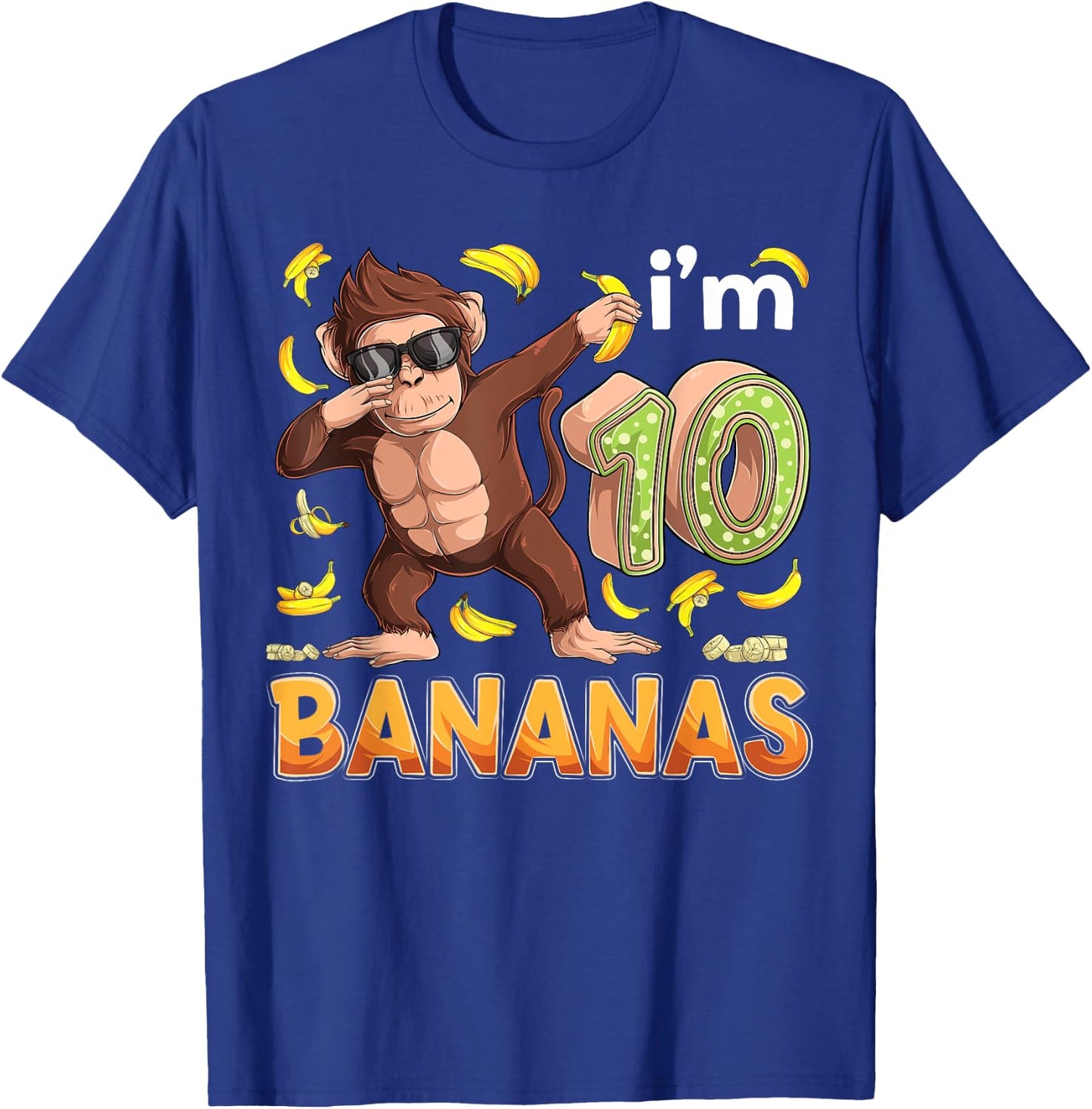 10 Year Old Monkey Birthday Safari Jungle Animal 10th B-day T-Shirt - T-Shirt | Royal