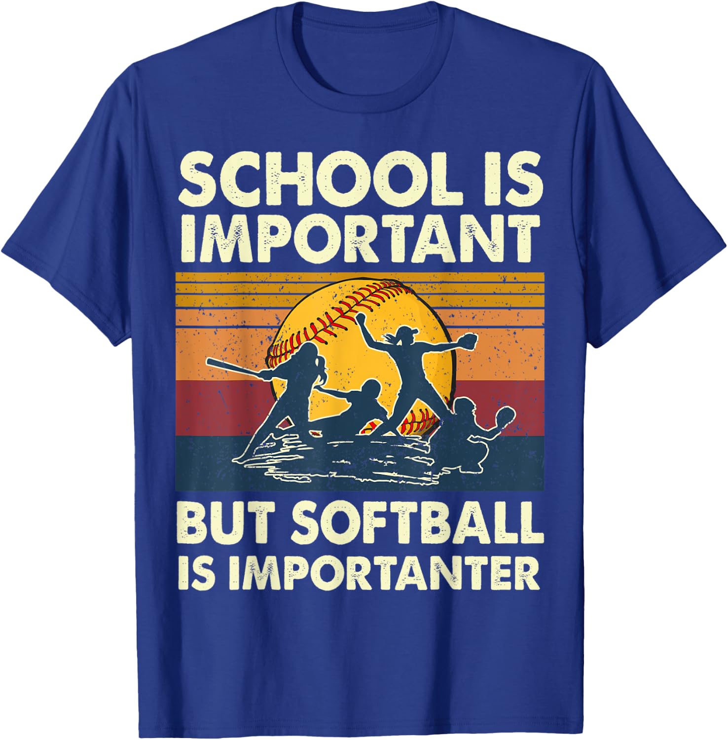School Is Important But Softball Is Importanter Funny Player T-Shirt - T-Shirt | Royal