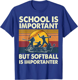 School Is Important But Softball Is Importanter Funny Player T-Shirt - T-Shirt | Royal