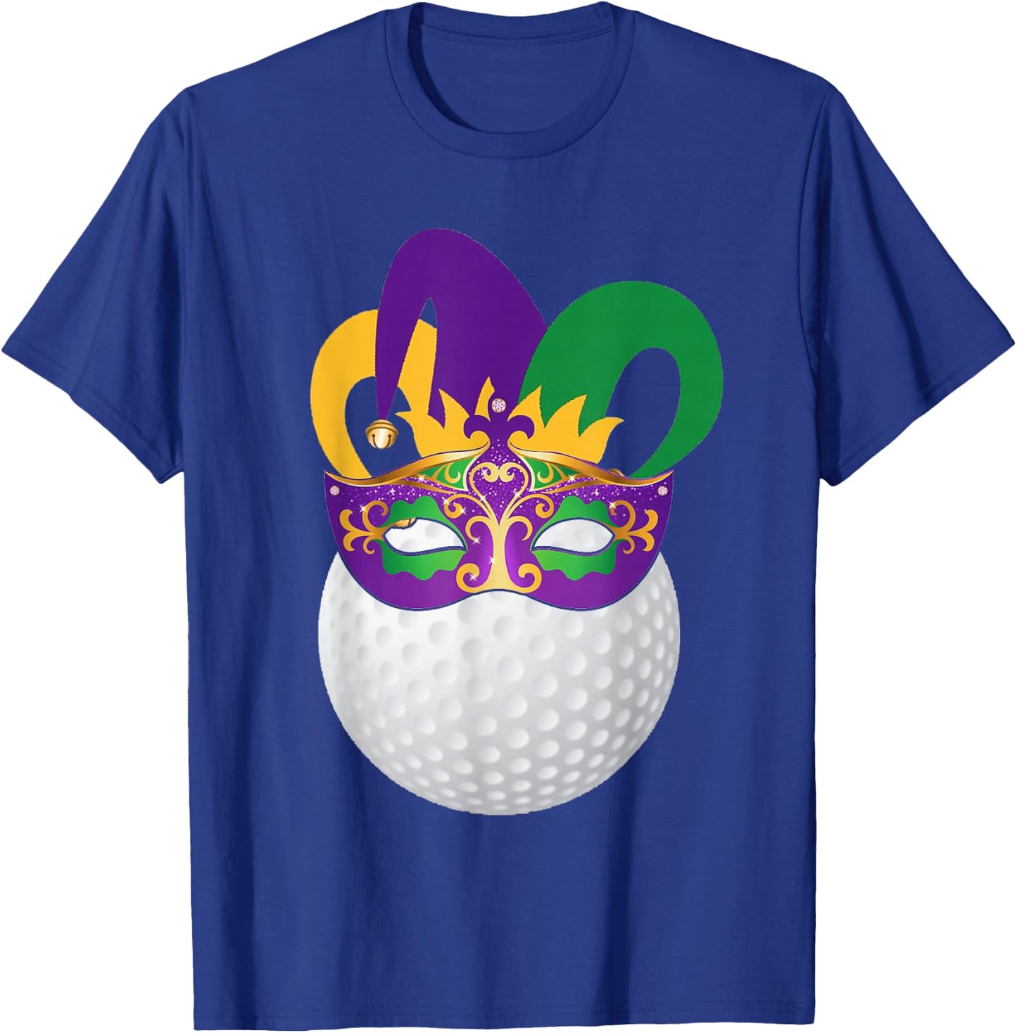 Golf Wearing Mardi Gras Carnival Mask Golf Lover T-Shirt - T-Shirt | Royal