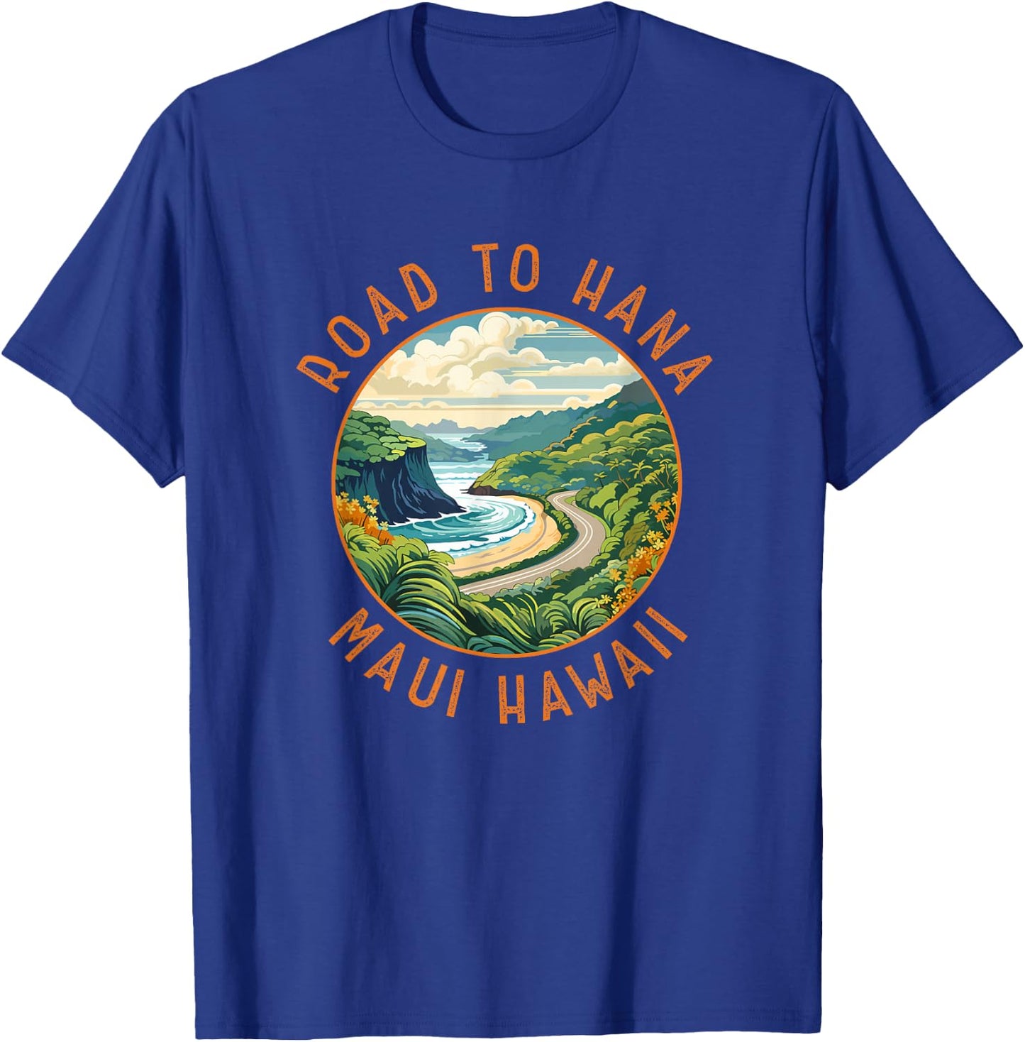 Road to Hana Maui Hawaii Distressed Circle T-Shirt - T-Shirt | Royal