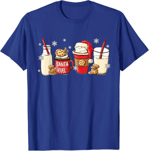 Funny Santa Fuel Christmas Milk Iced Latte Snow Cookies Xmas T-Shirt - T-Shirt | Royal