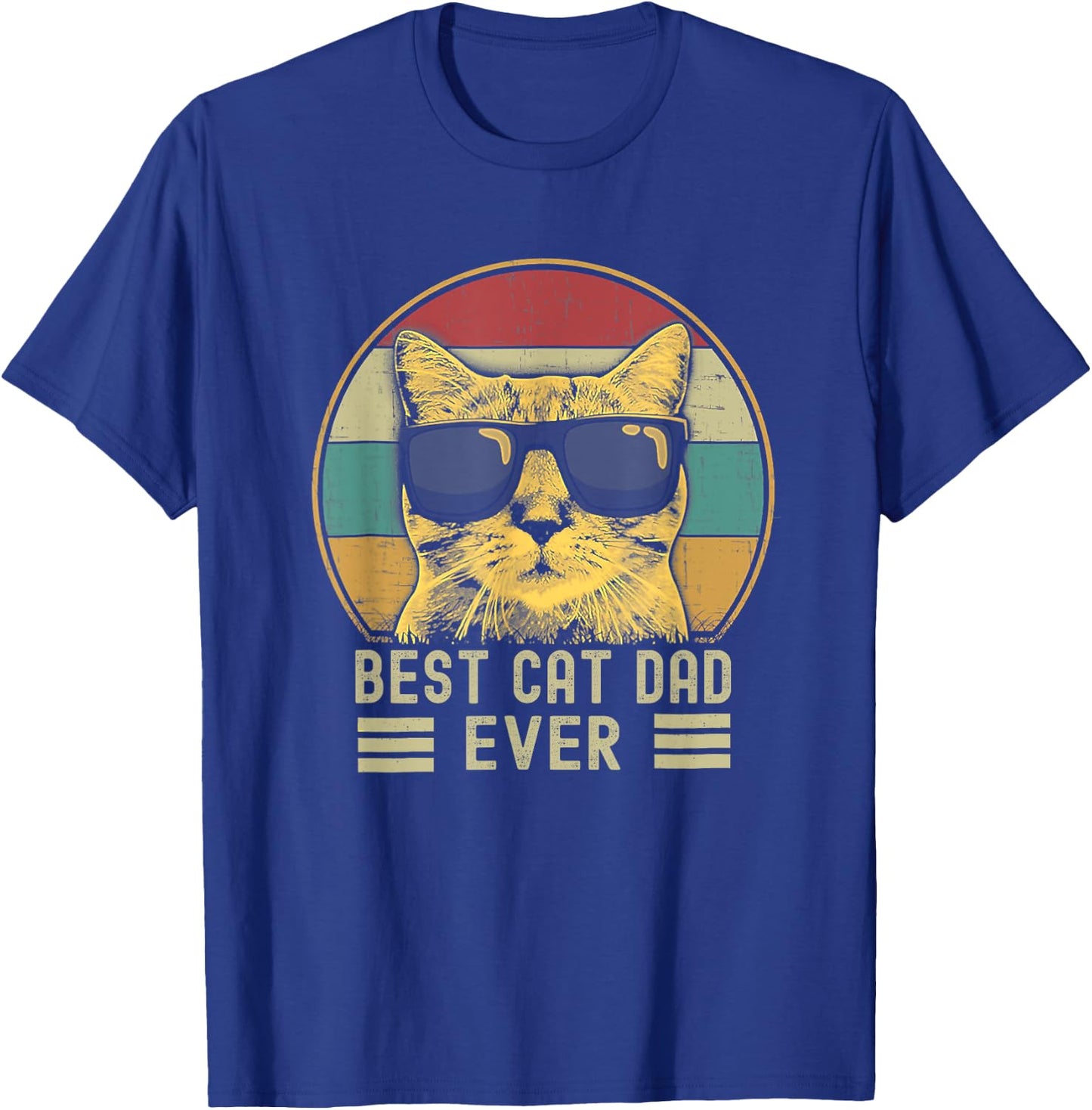 Best Cat Dad Ever Funny Retro Cat Dad Cat Father's Day T-Shirt - T-Shirt | Royal