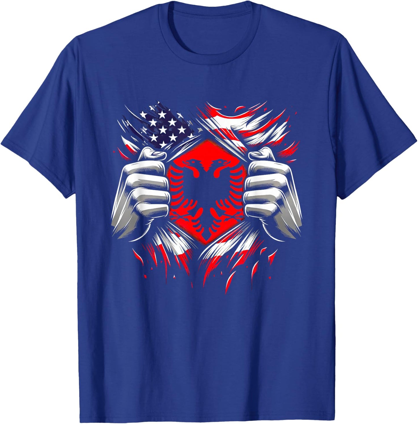 Skenderbeg Albania Inside and Kosovo flag proud Albanian T-Shirt - T-Shirt | Royal