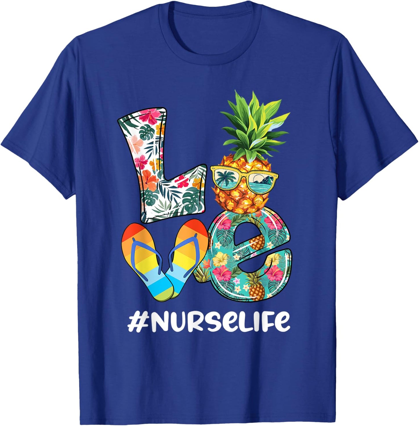 Cute Love Summer Pineapple Tropical Flip Flop Nurse Life Men Women Kids T-Shirt - T-Shirt | Royal