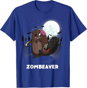 Beaver Lover Zombeaver Pun T-Shirt - T-Shirt | Royal