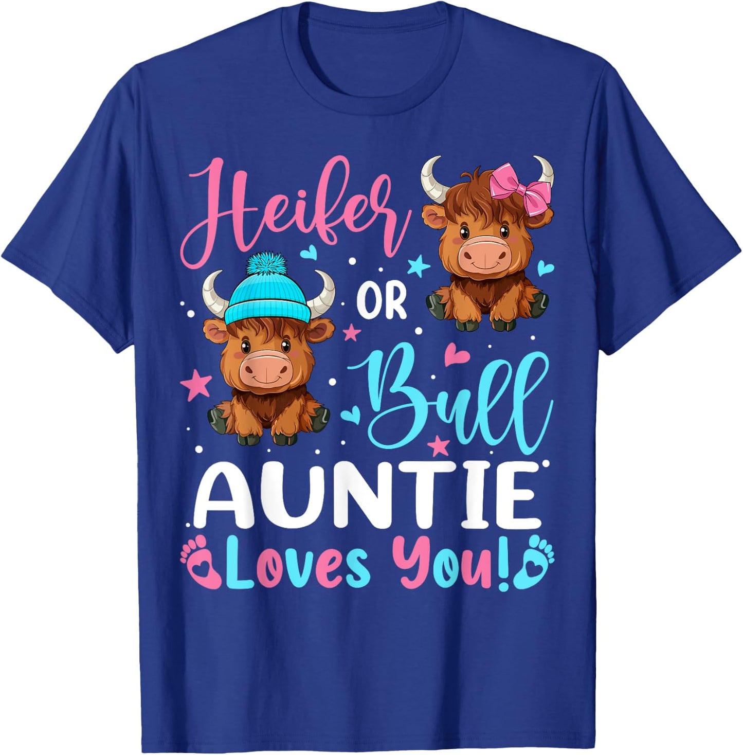 Bull or Heifer Auntie Loves You Highland Cow Lover T-Shirt - T-Shirt | Royal