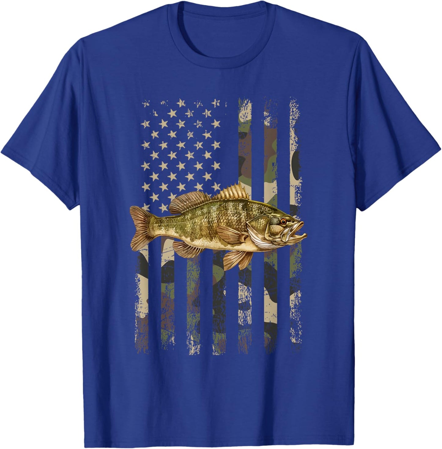Smallmouth American Flag, smallmouth bass Women Kids Men T-Shirt - T-Shirt | Royal