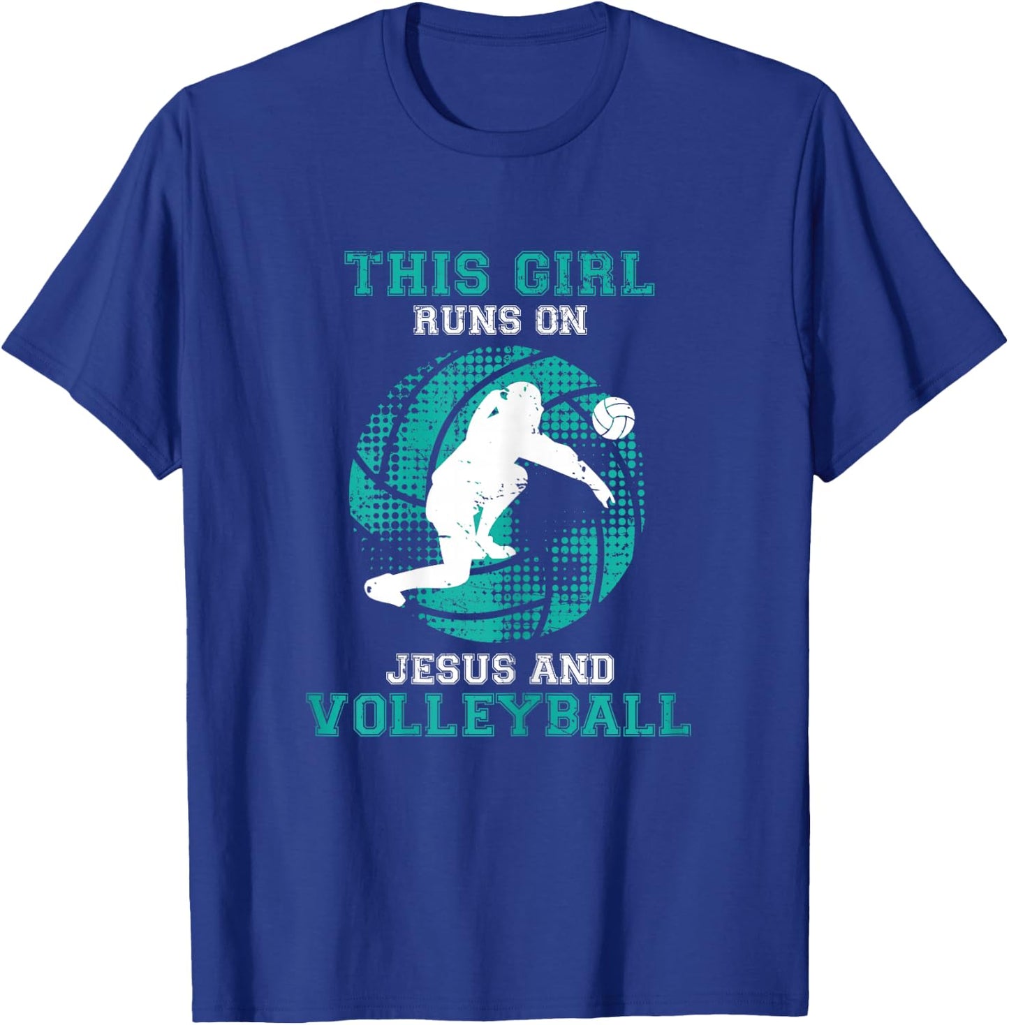 This Girl Runs On Jesus And Volleyball Shirt Teen Cute Gifts T-Shirt - T-Shirt | Royal