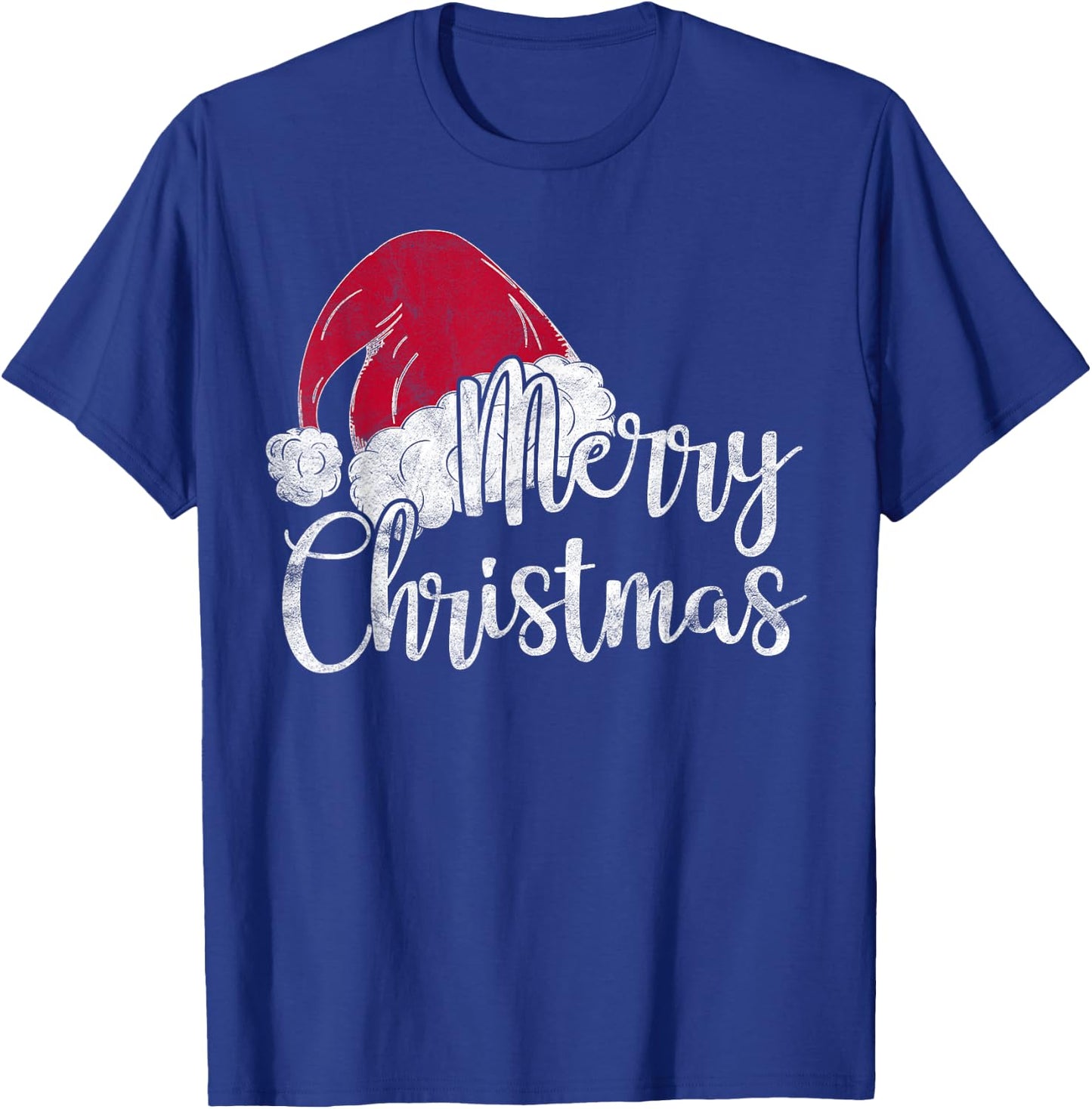 Merry Christmas Cute Santas Hat Funny Mom Xmas Gift T-Shirt - T-Shirt | Royal