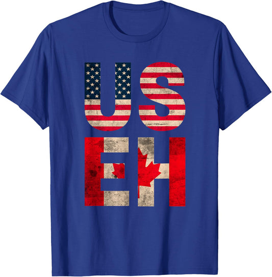 US EH USA CANADA Flag retro vintage men women boys girls kid T-Shirt - T-Shirt | Royal