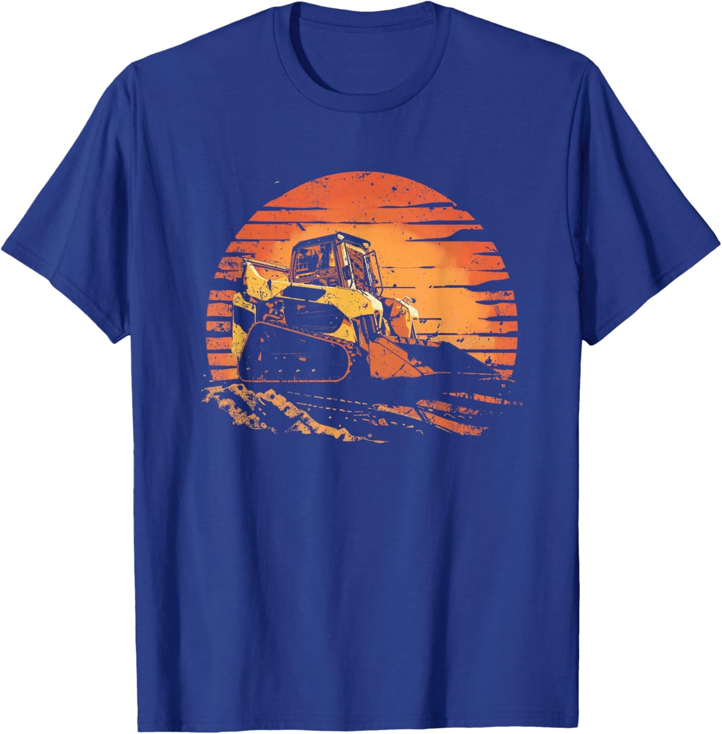 Retro sun Skid steer compact track loader T-Shirt - T-Shirt | Royal