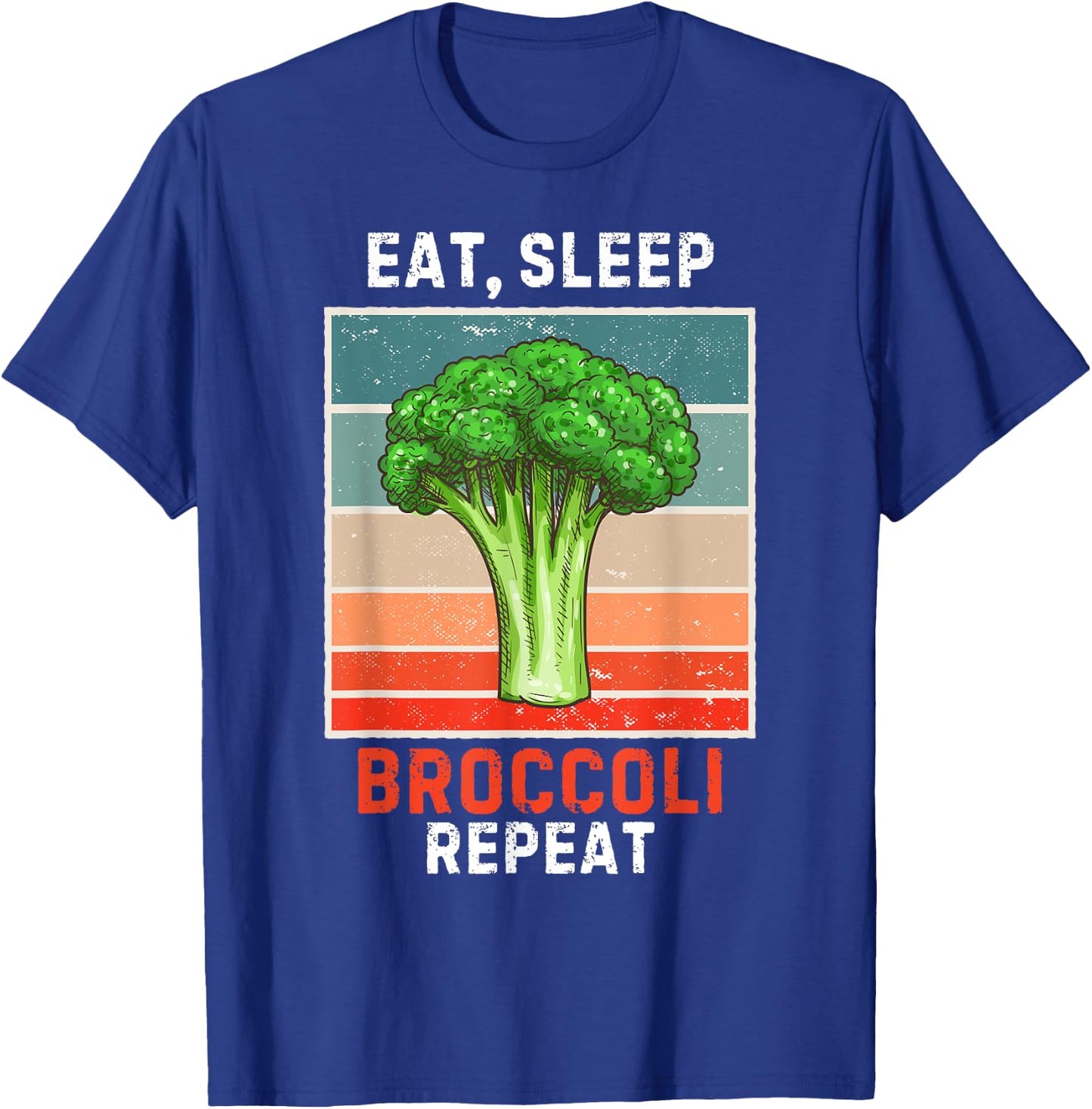 Retro Eat, Sleep Broccoli Repeat Vintage Broccoli Lover T-Shirt - T-Shirt | Royal