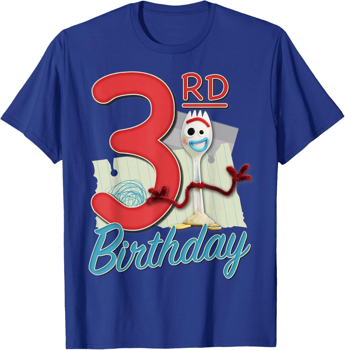 Disney Pixar Toy Story 4 Forky 3rd Birthday T-Shirt - T-Shirt | Royal