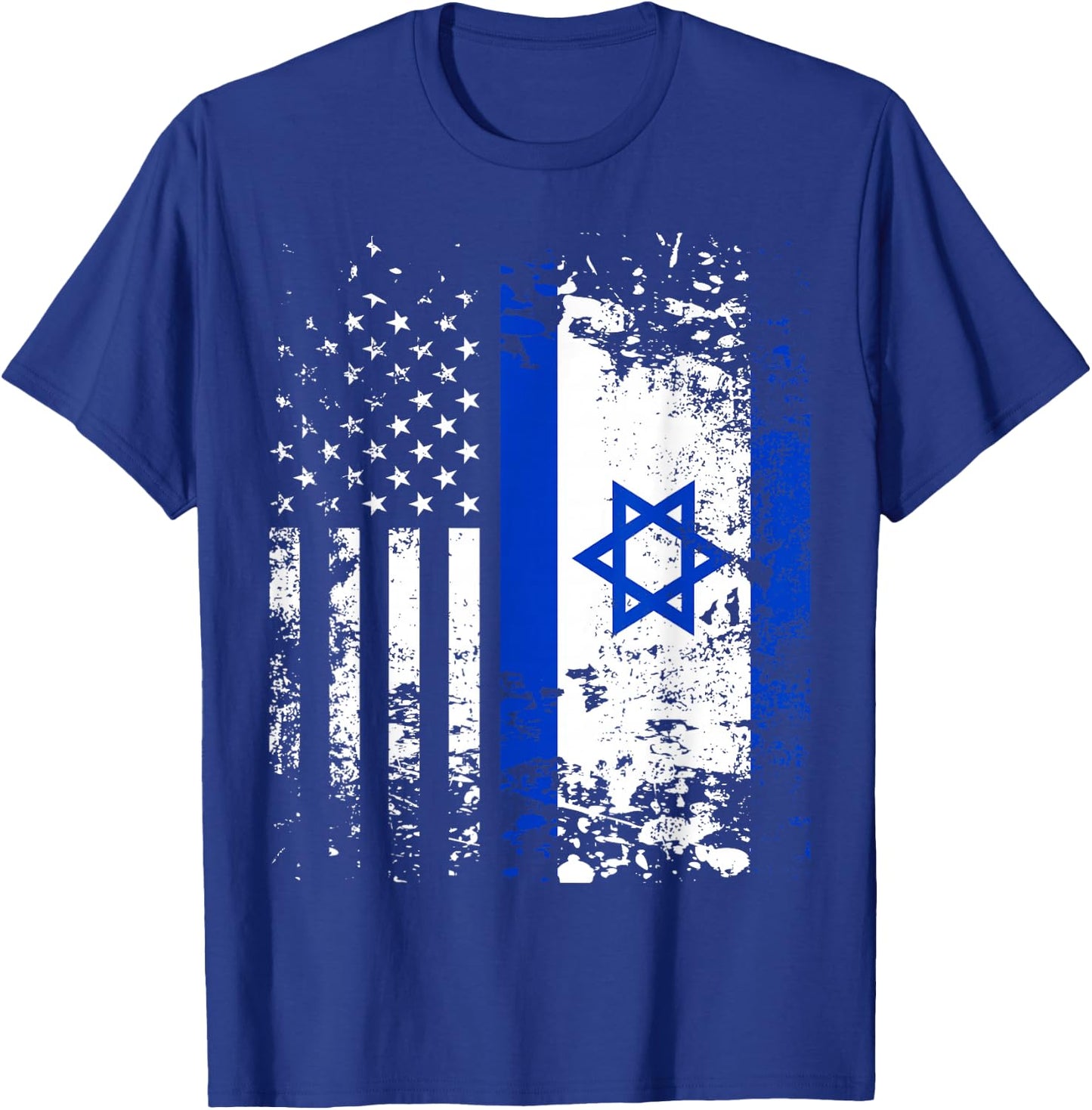 Proud Israeli USA Flag Patriotic Pride American Israel Flag T-Shirt - T-Shirt | Royal